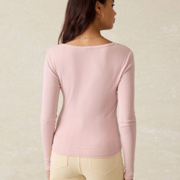 NWT Faherty Pacific Pointelle Scoop Neck - Blush Pink Size M or L - Picture 3 of 5